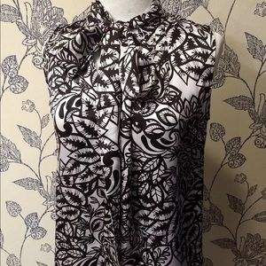 Cabi silk top with bow tie top.